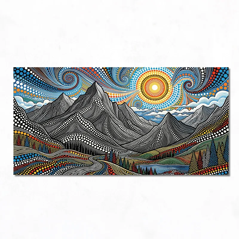 Impression sur toile paysage de montagne vibrant