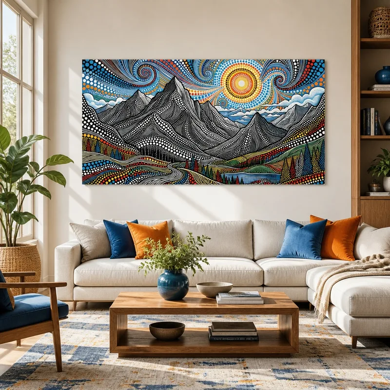 Impression sur toile paysage de montagne vibrant