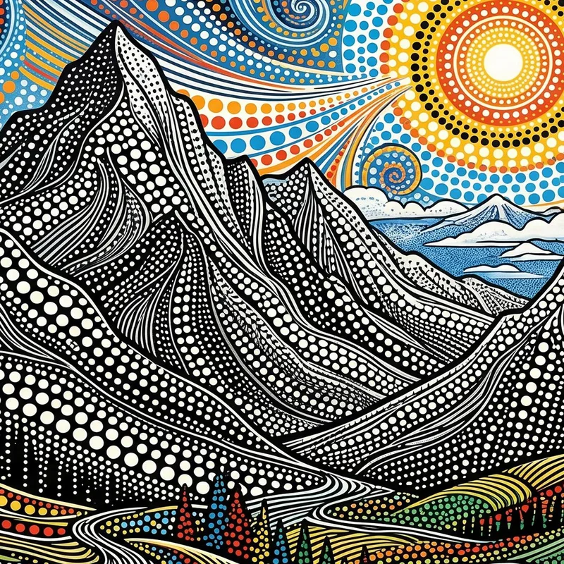 Impression sur toile paysage de montagne vibrant