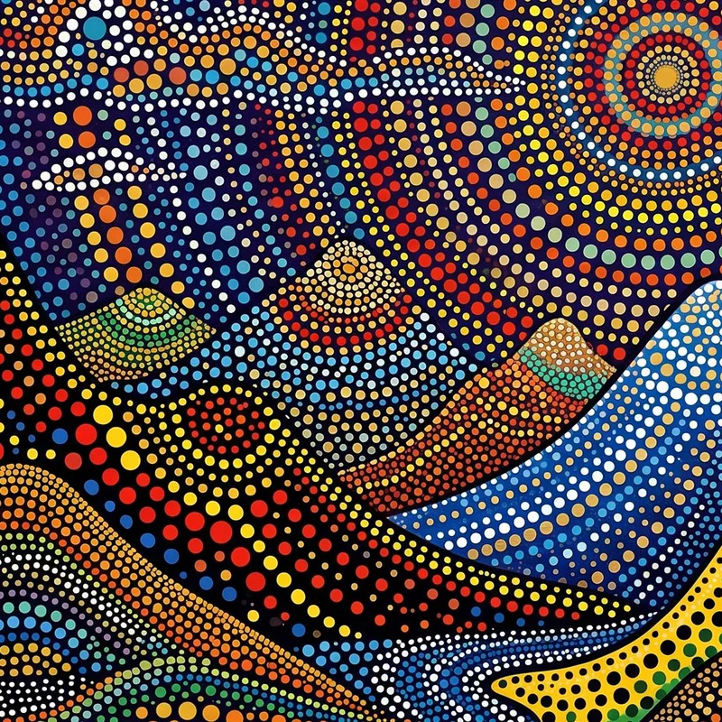 Paysage Coloré à Pois yayoi kusama tableau moderne
