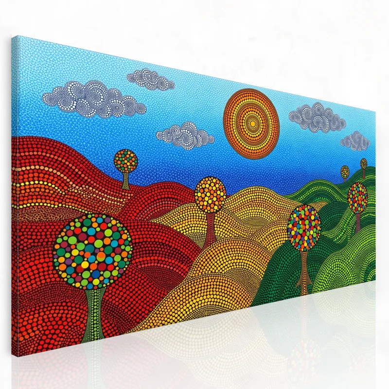 Stampa su canvas paesaggio colorato a pois