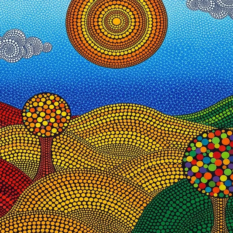 Toile artistique paysage coloré à pois