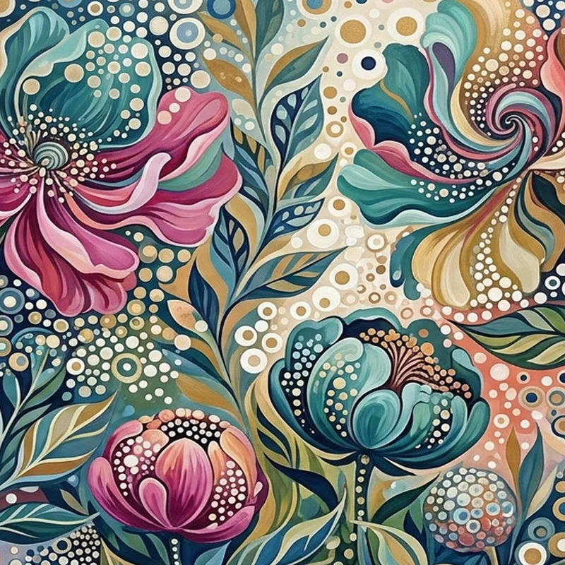 Abstracción floral vibrante yayoi kusama cuadro moderno