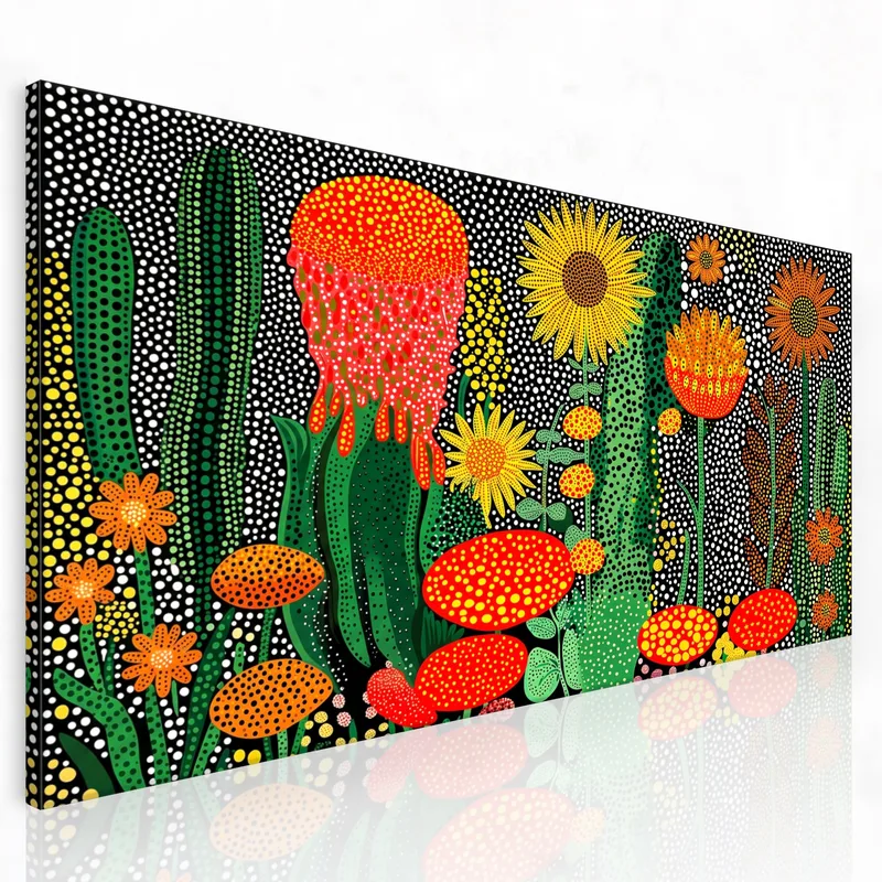 Stampa su canvas girasoli e cactus astratti a pois