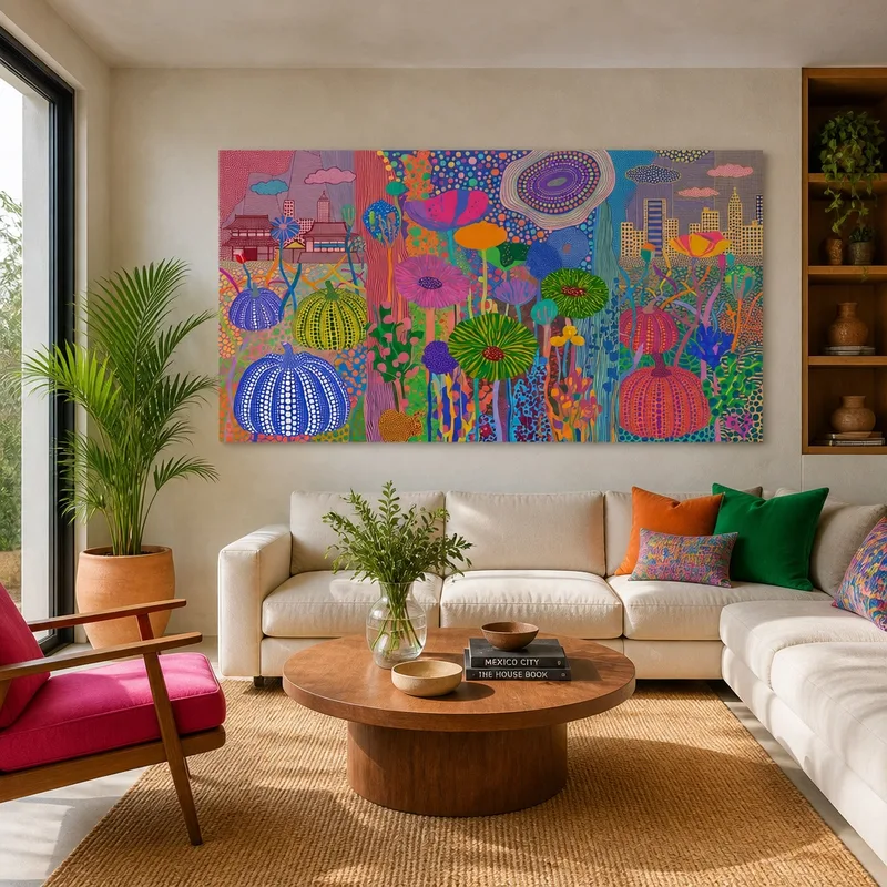 Paesaggio Urbano Floreale Vivace yayoi kusama quadro canvas