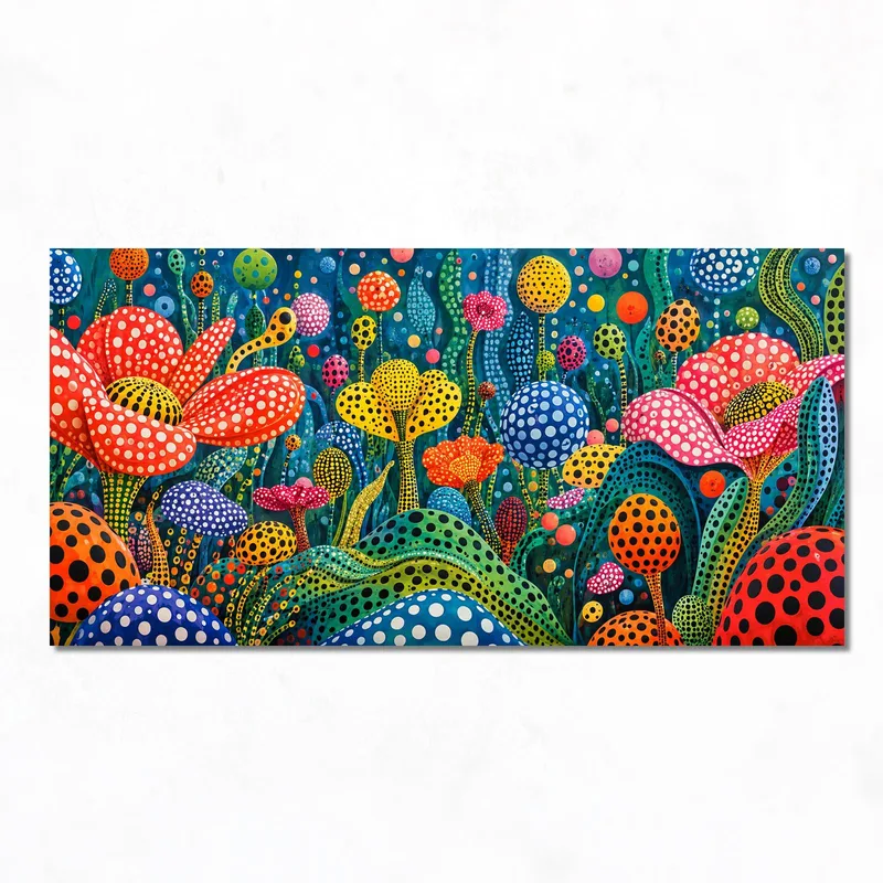 Univers Floral à Pois tableau sur toile