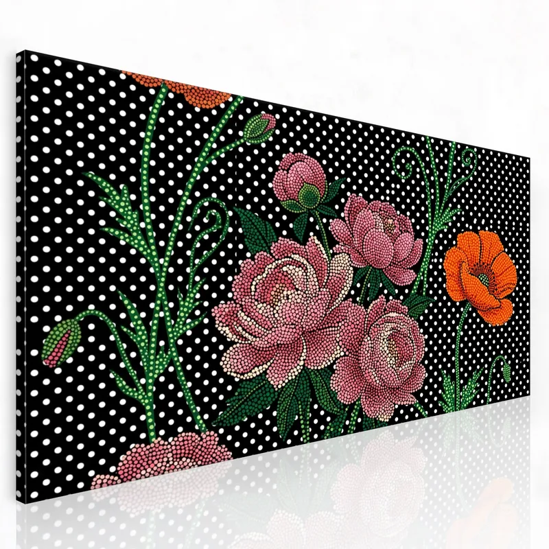 Quadro su tela eleganza floreale a pois