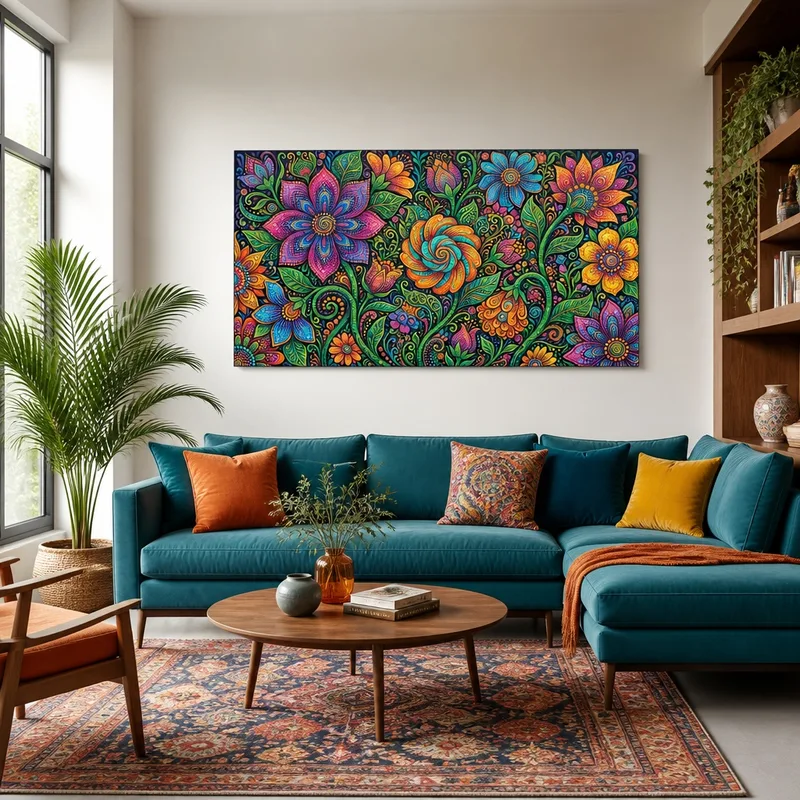 Vibrant Floral Pattern yayoi kusama canvas wall art