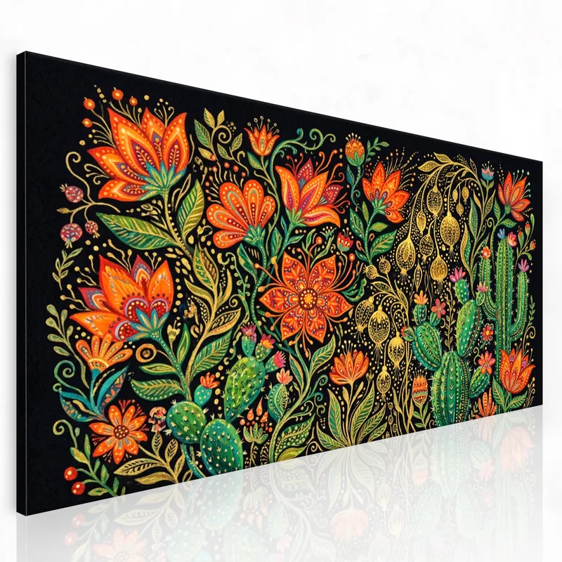 Stampa su canvas design di fiori e cactus vivaci