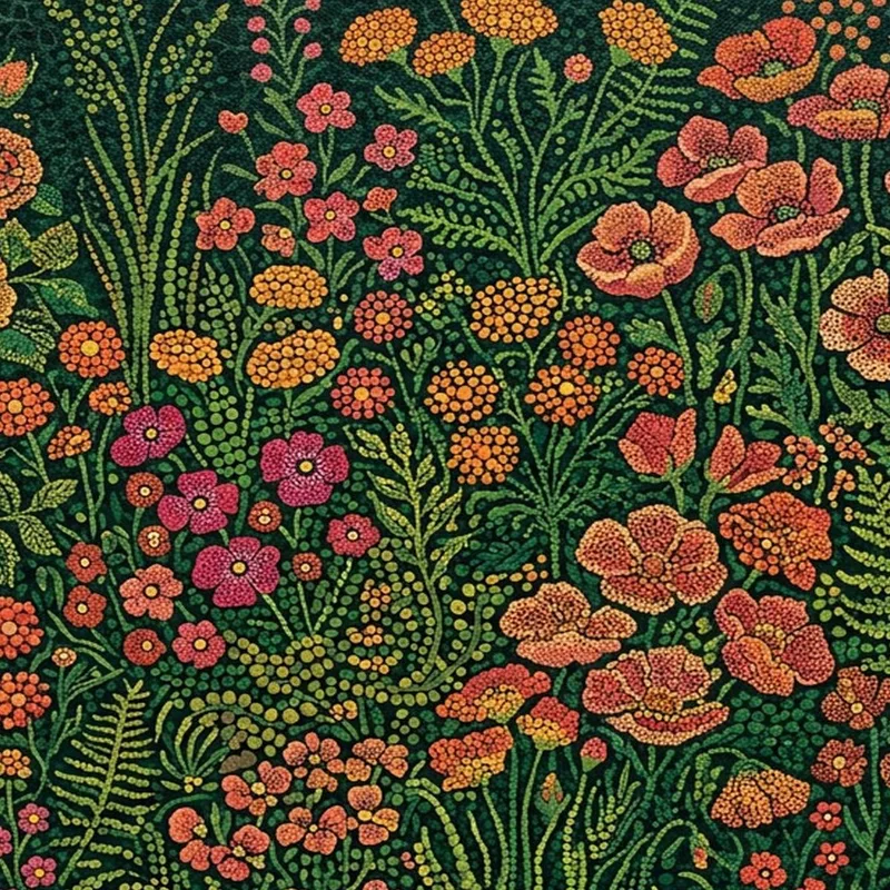 Jardín floral vibrante yayoi kusama cuadro moderno