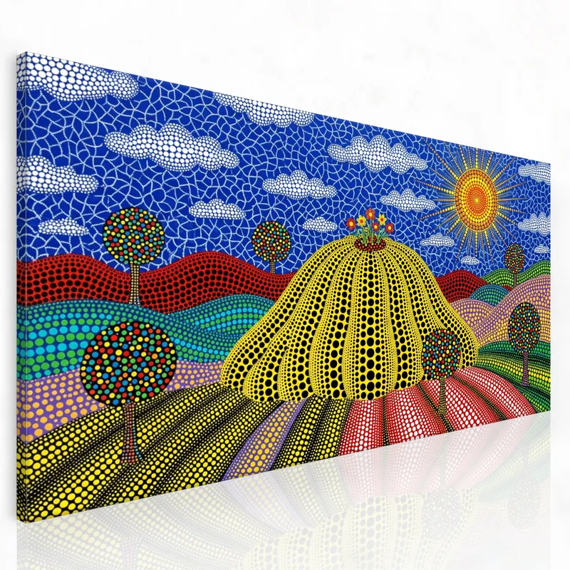 Quadro su tela paesaggio a pois vivace