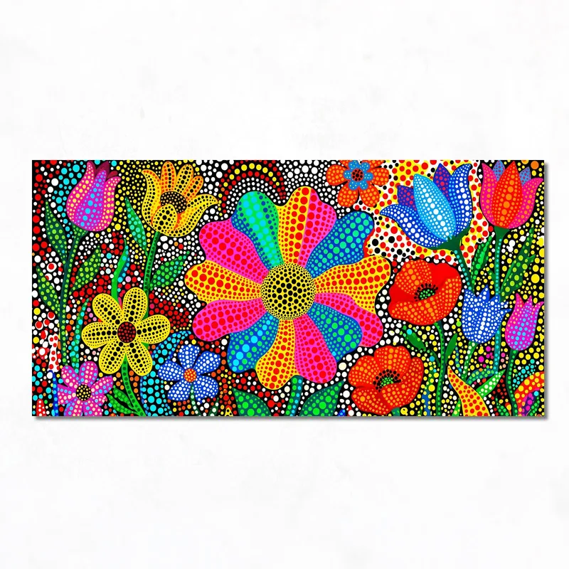 Yayoi kusama canvas print vibrant floral dot art
