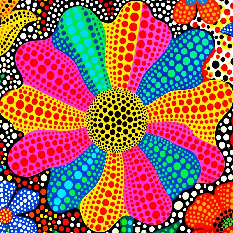 Yayoi kusama canvas print vibrant floral dot art