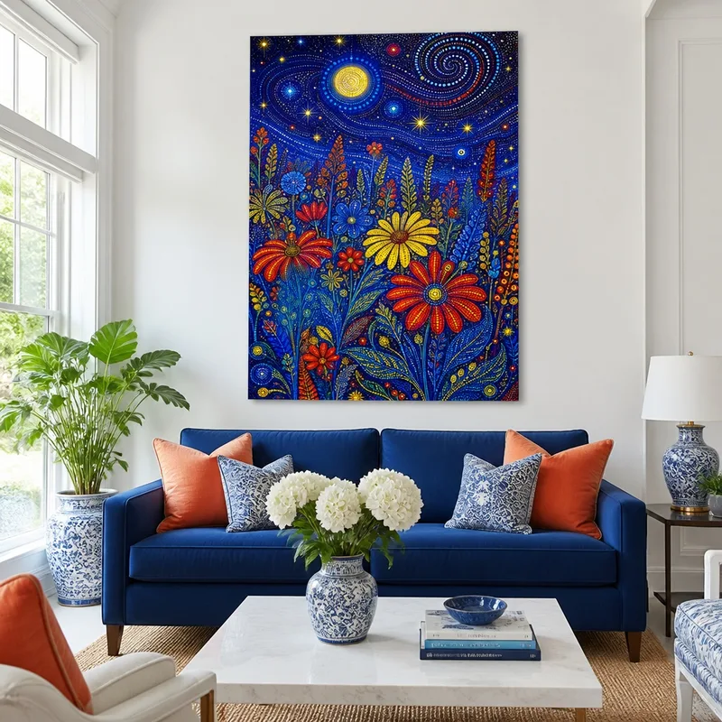 Yayoi kusama modern canvas starry night floral fantasy