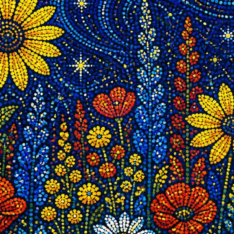 Yayoi kusama quadro moderno sinfonia floreale di notte stellata