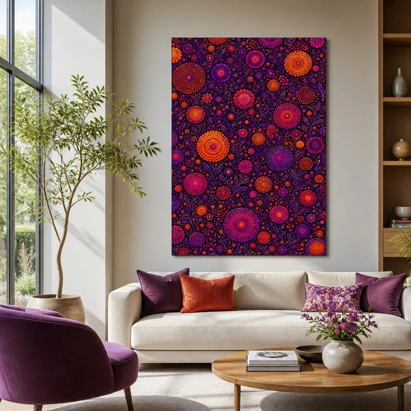 Yayoi kusama impresion en lienzo flores vibrantes de mandala