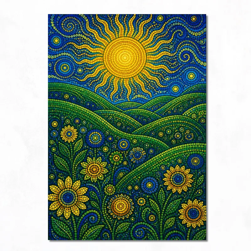 Sonnendurchflutete Blumenlandschaft yayoi kusama leinwanddruck