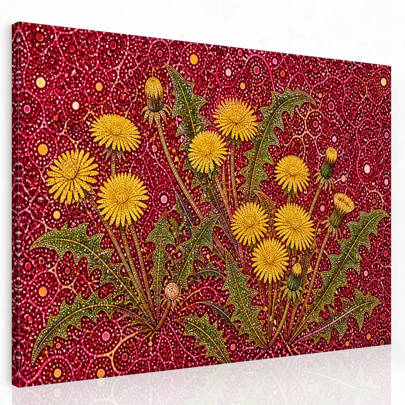 Dente di Leone Vivace su Tela Rossa yayoi kusama quadro su tela