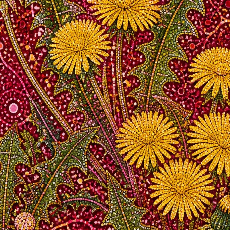 Pissenlits Vibrants sur Toile Rouge yayoi kusama tableau sur toile