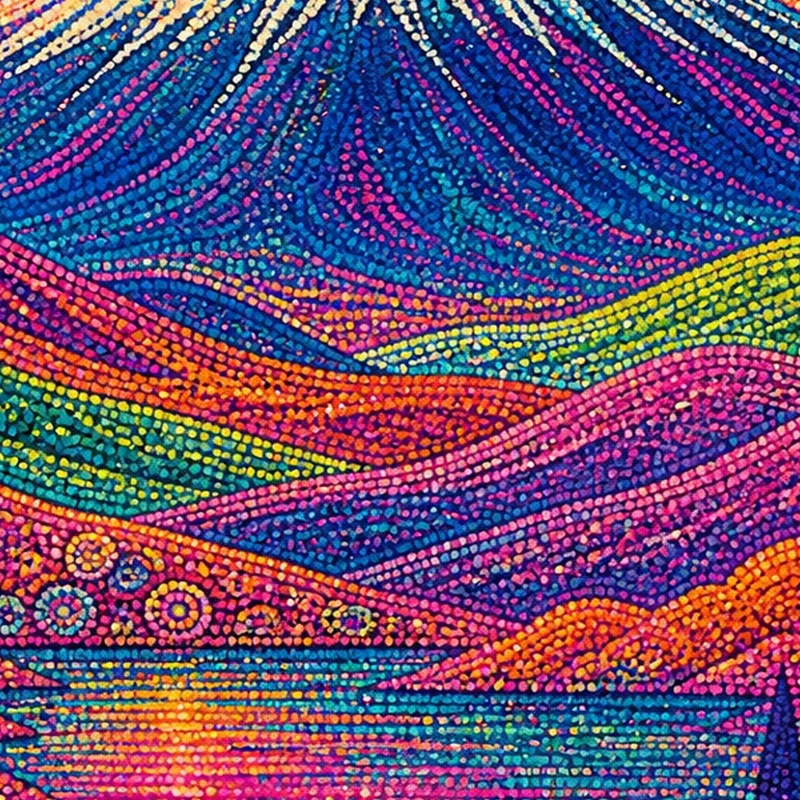 Yayoi kusama quadro su tela vista montanara vibrante