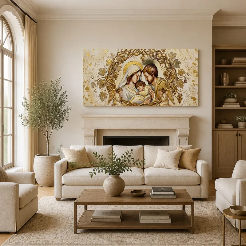 Sacra Famiglia con Angeli quadro canvas