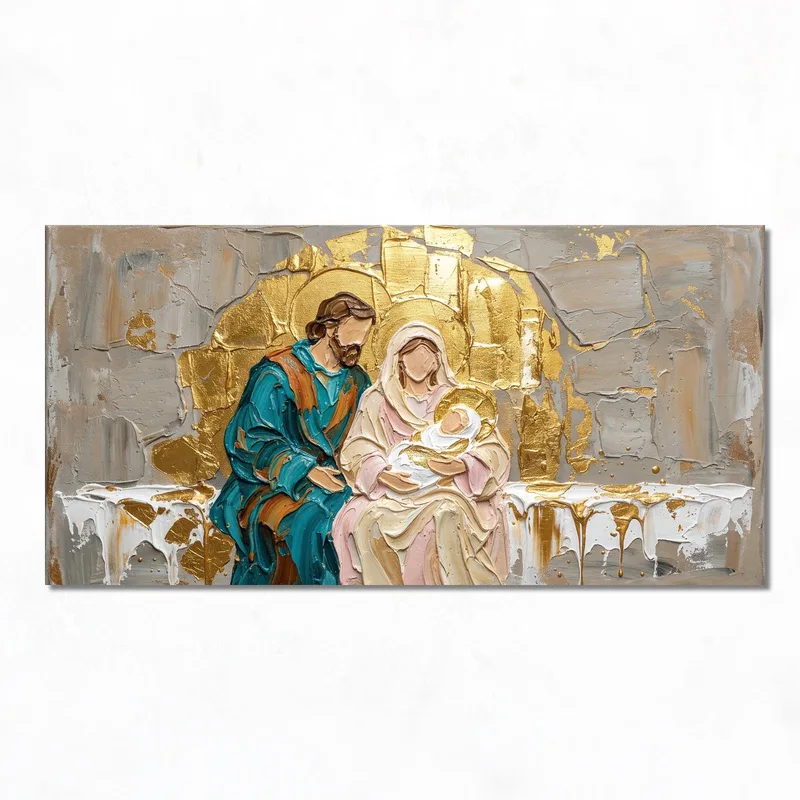 Famiglia Santa con Accenti Dorati quadro moderno su tela