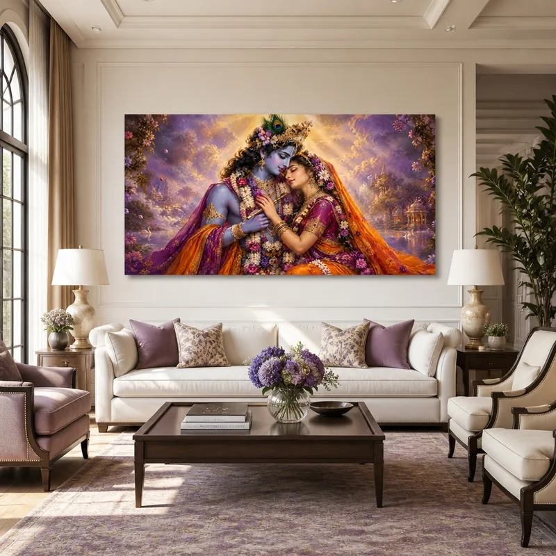 Quadro moderno coppia divina in paradiso fiorito