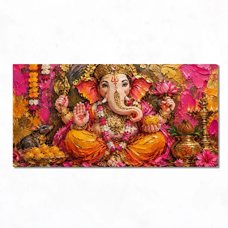 Ganesha con loto cuadro moderno
