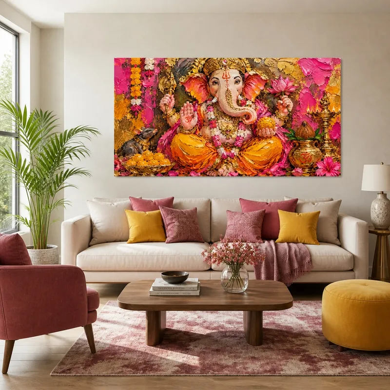 Ganesha con loto cuadro moderno