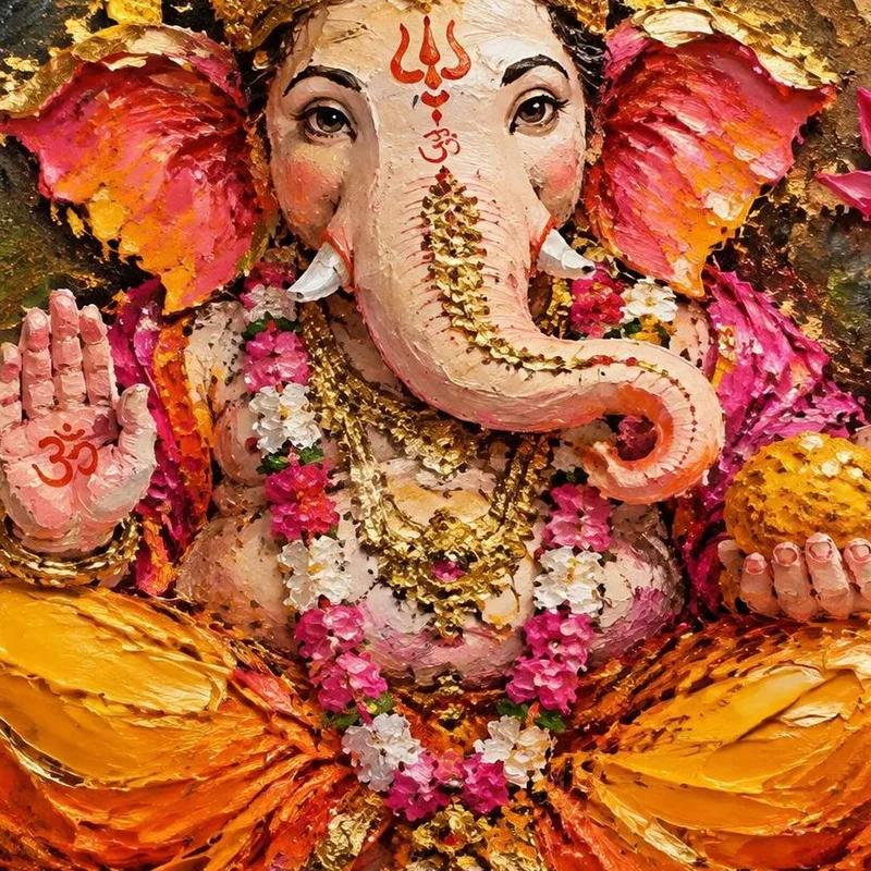 Ganesha con loto cuadro moderno
