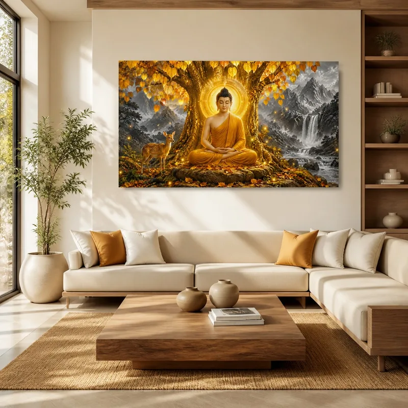 Buda bajo árbol de otoño cuadro moderno