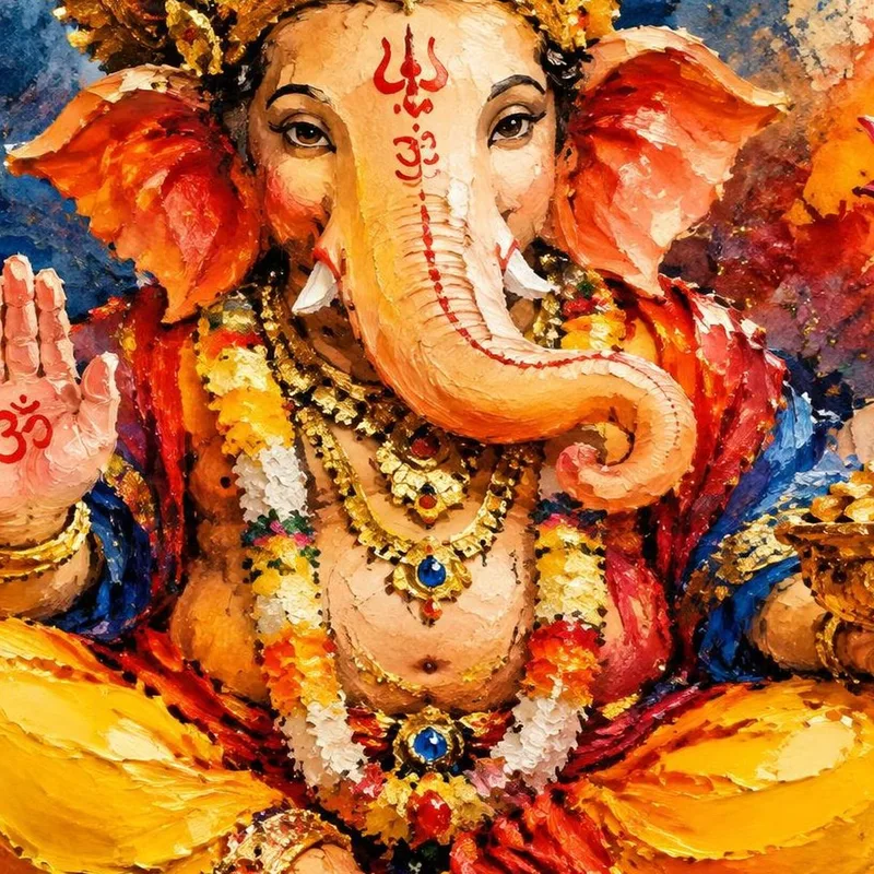 Lienzo artistico serenidad vibrante de ganesha