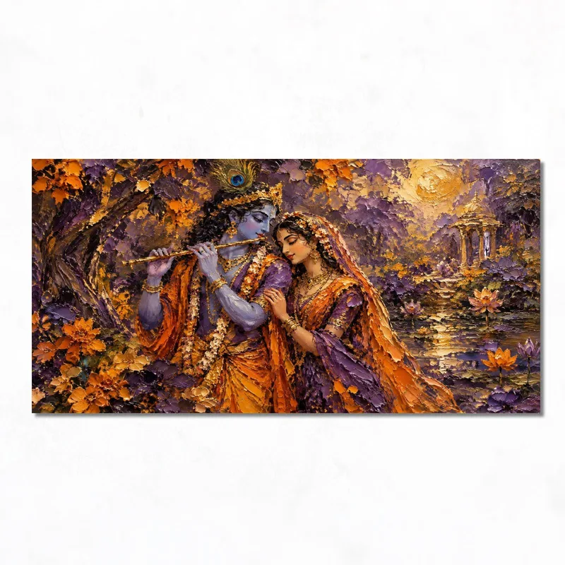 Art Dévotionnel de Krishna et Radha tableau moderne