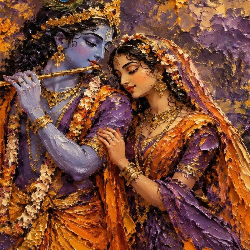 Art Dévotionnel de Krishna et Radha tableau moderne