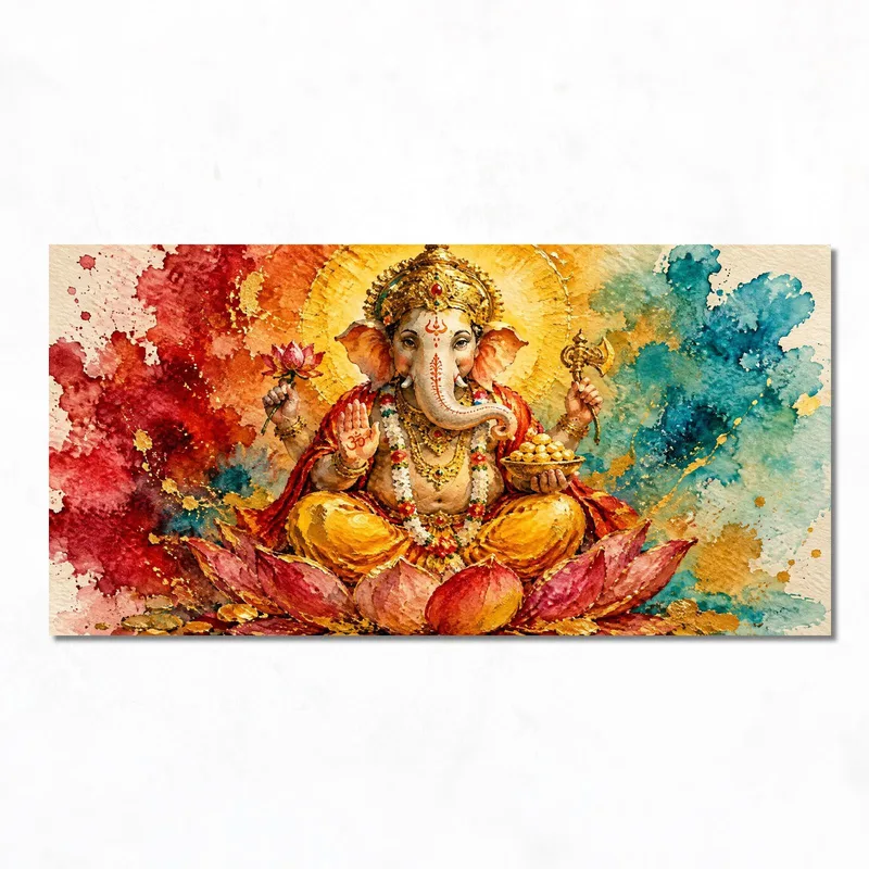 Quadro su tela benedizioni vivaci di ganesha