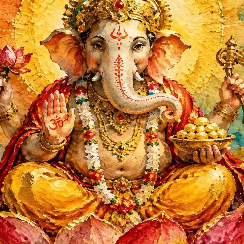 Quadro su tela benedizioni vivaci di ganesha