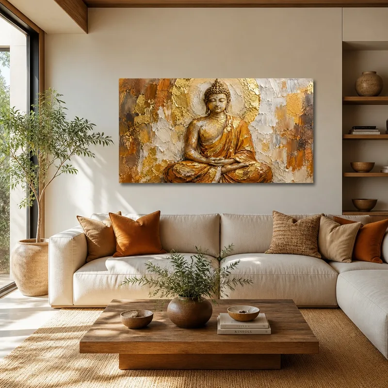 Goldene Buddha Meditation drucken auf leinwand