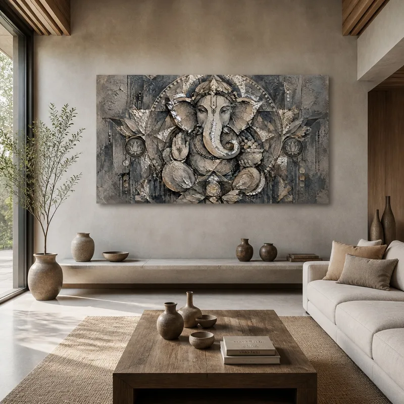 Leinwanddruck texturiertes ganesha-relief