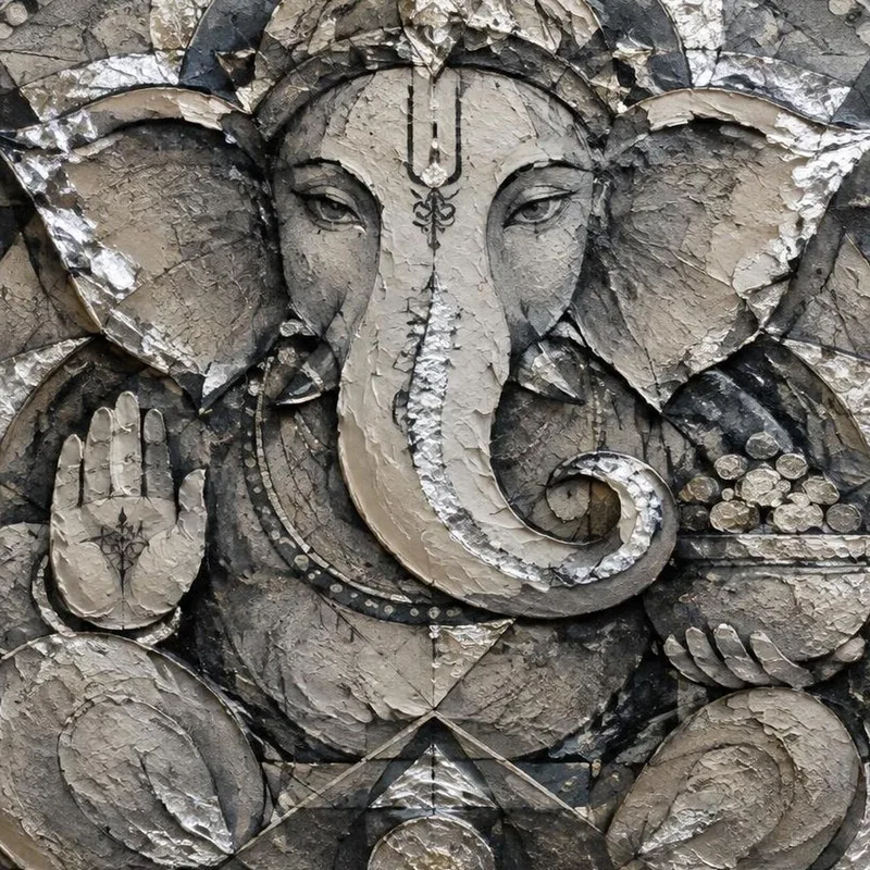 Leinwanddruck texturiertes ganesha-relief