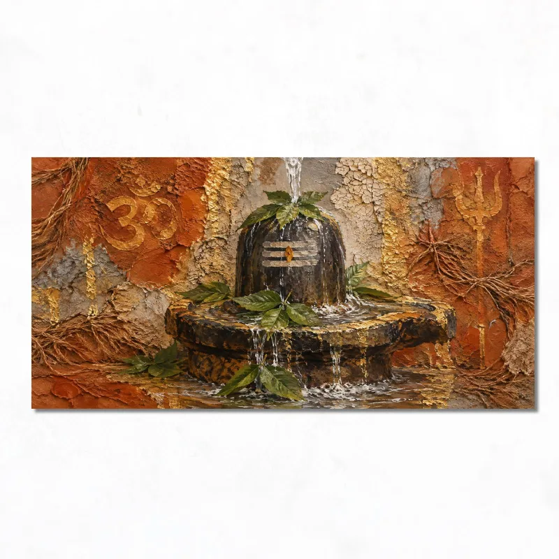 Canvas art print sacred shiva lingam with om symbol