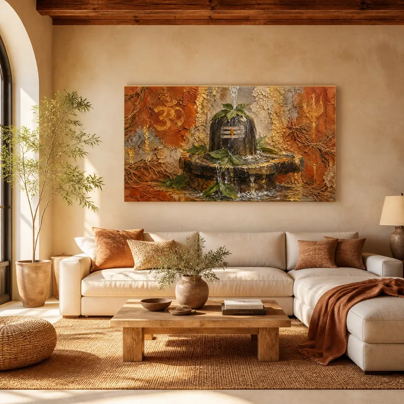 Canvas art print sacred shiva lingam with om symbol