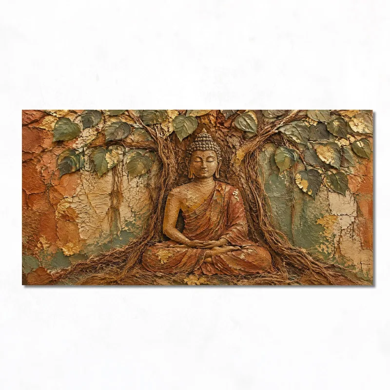Budda Meditativo Sotto l'Albero di Bodhi stampa su tela