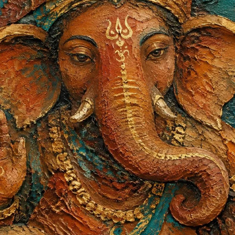 Stampa su canvas bassorilievo della divinità elefante indiano