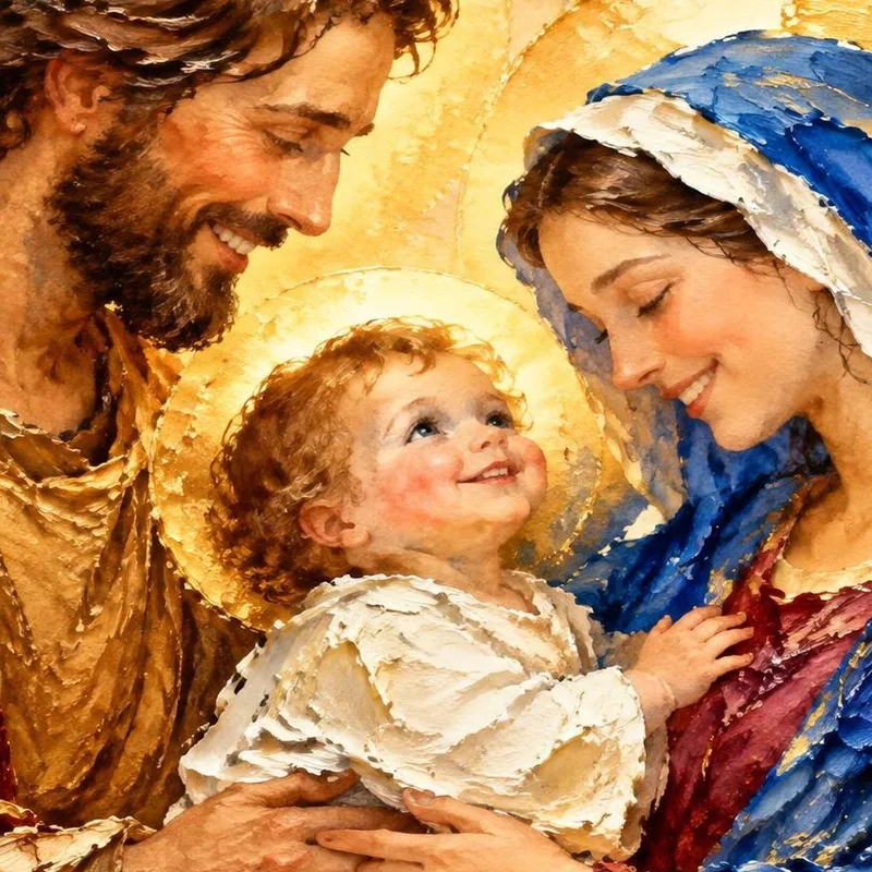 Riferimento alla Sacra Famiglia quadro moderno su tela