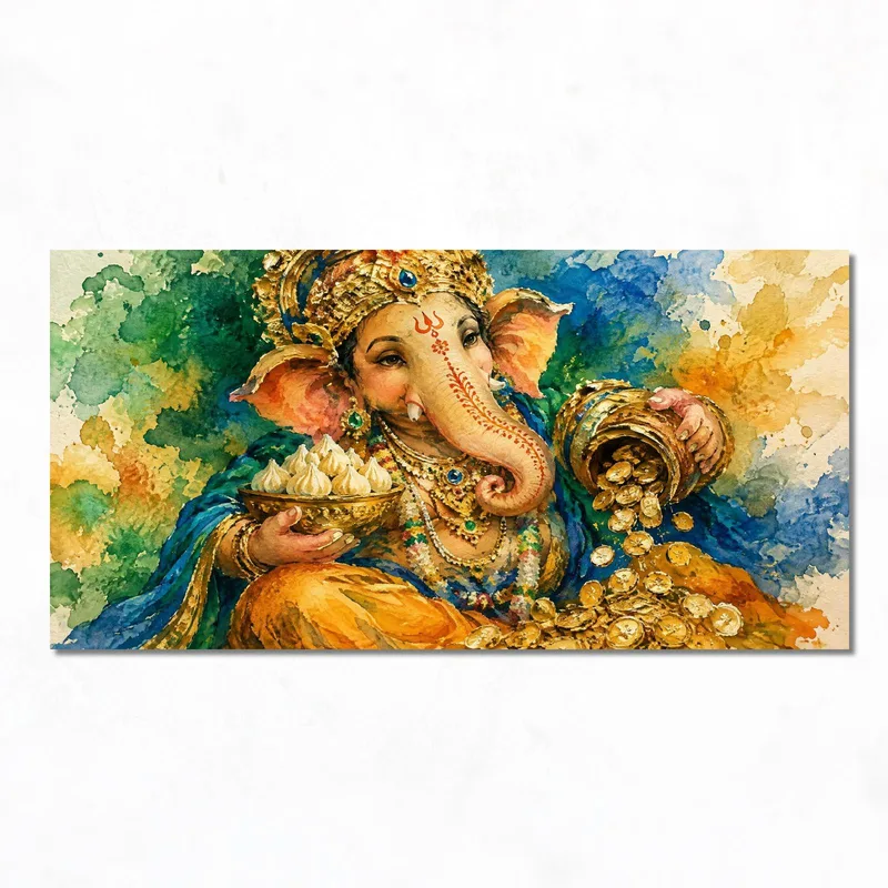 Impresion en lienzo abundancia vibrante de ganesh