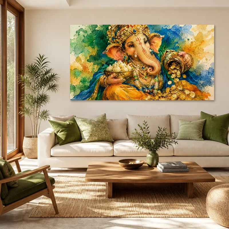 Impresion en lienzo abundancia vibrante de ganesh