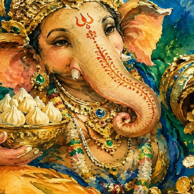 Impresion en lienzo abundancia vibrante de ganesh