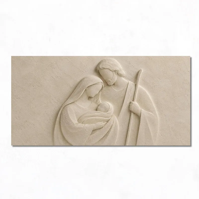 Quadro moderno scultura in rilievo della sacra famiglia