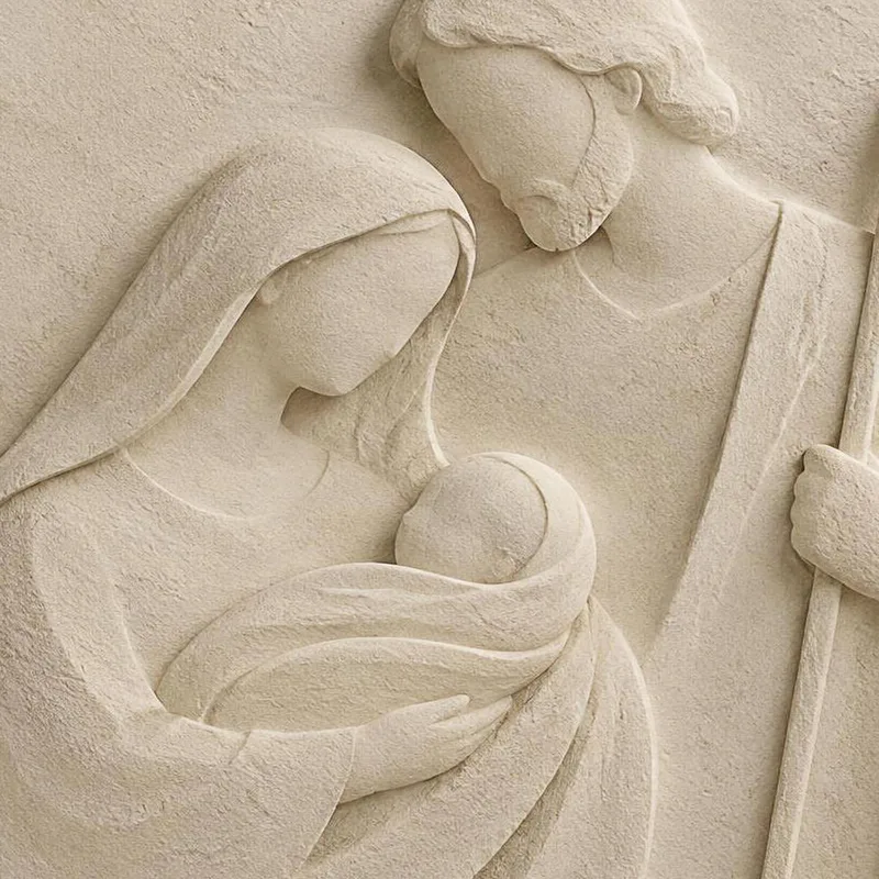 Quadro moderno scultura in rilievo della sacra famiglia