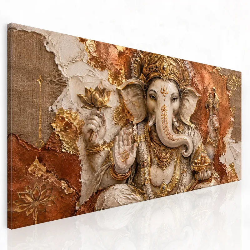 Toile artistique relief sculptural de ganesha